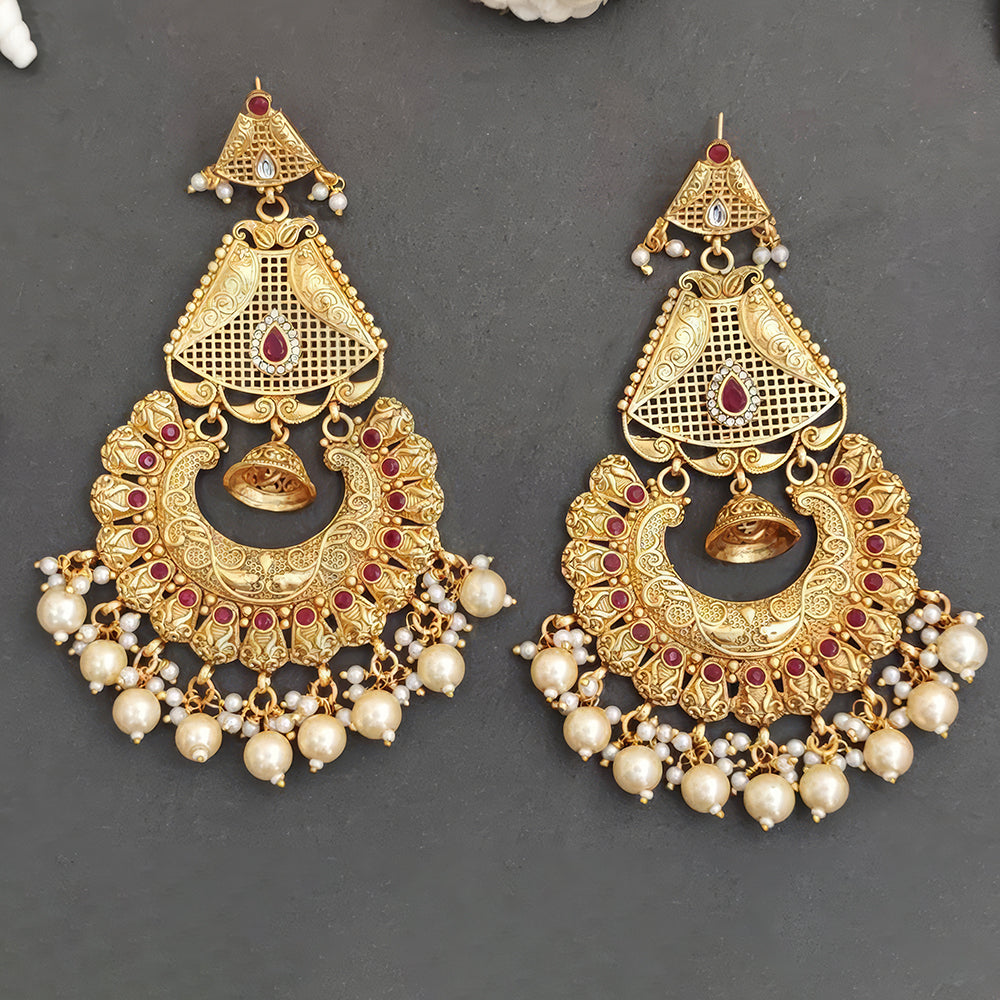 JS Fashion Designer Rajwadi Polish Antique Long Earrings for Women | Swadesiicart