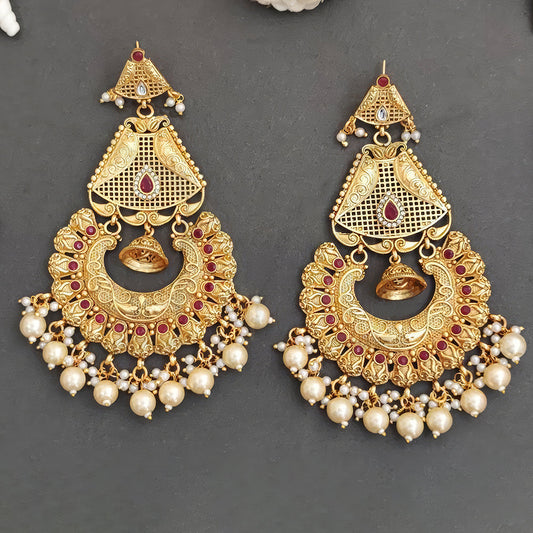 JS Fashion Designer Rajwadi Polish Antique Long Earrings for Women | Swadesiicart