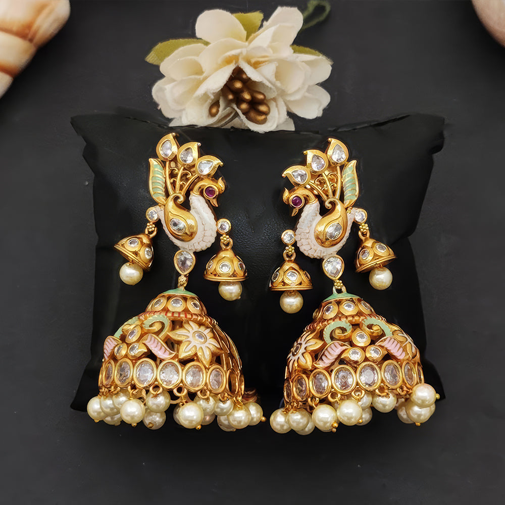 JS Fashion Peacock Kemp Jhumka Earrings for Women | Swadesiicart