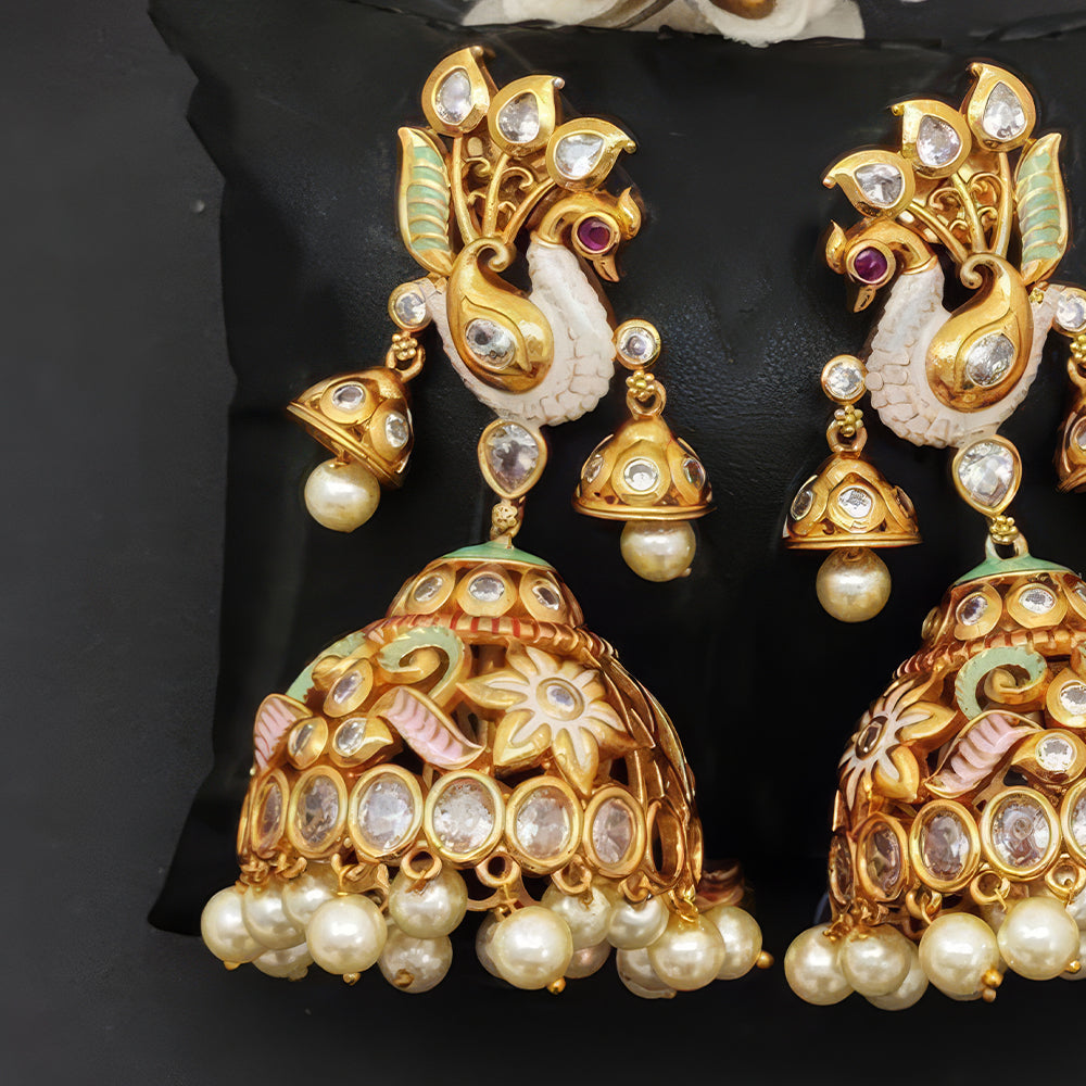 JS Fashion Peacock Kemp Jhumka Earrings for Women | Swadesiicart