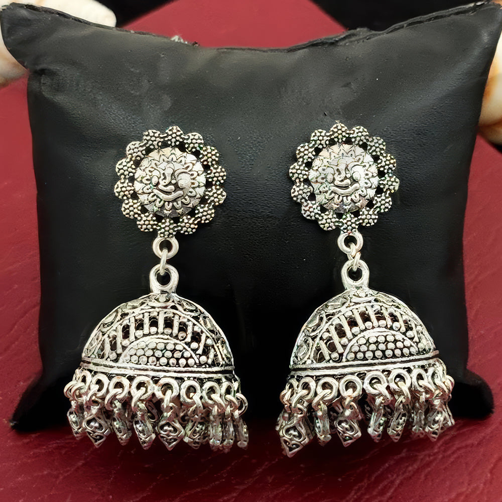 JS Fashion Designer Full Stone Oxidized Silver Earrings for Women | Swadesiicart