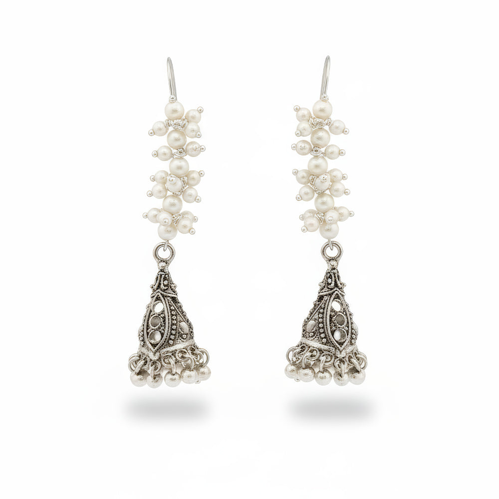 JS Fashion Beautiful Designer Oxidized Silver Earrings for Women & Girls | Swadesiicart