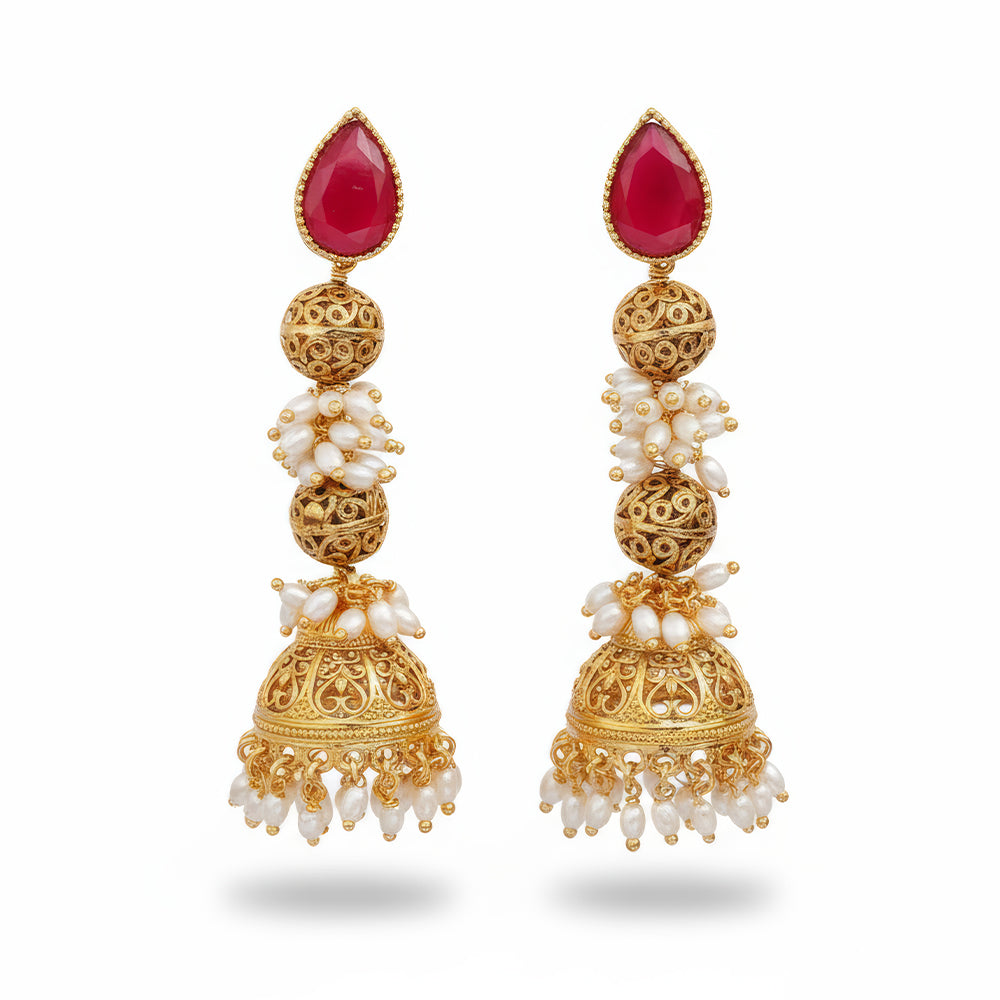 JS Fashion Designer Antique Jewellery High Gold Polish Earrings for Women | Swadesiicart