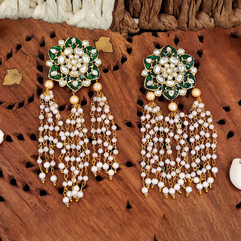 JS Fashion Antique High Gold Polish Earrings – Designer Party Wear Jewelry for Women | Swadesiicart