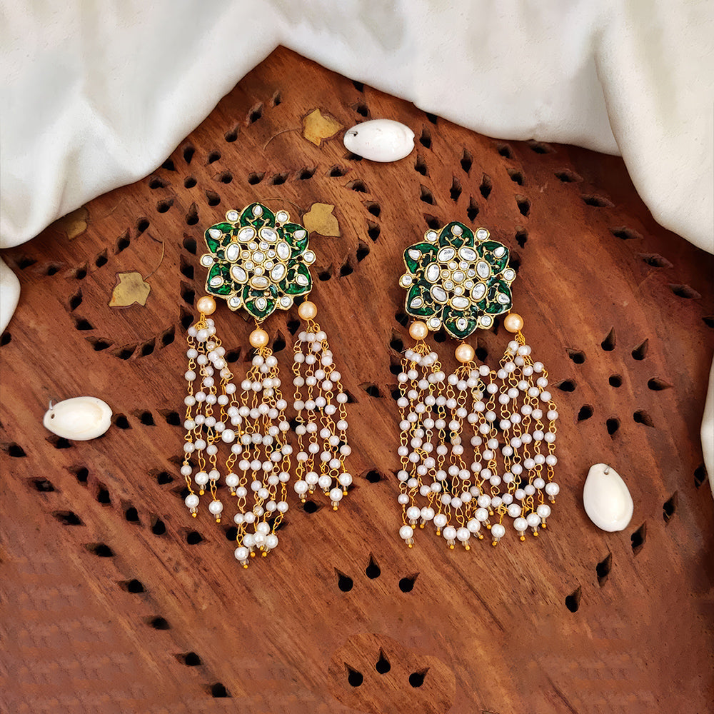 JS Fashion Antique High Gold Polish Earrings – Designer Party Wear Jewelry for Women | Swadesiicart