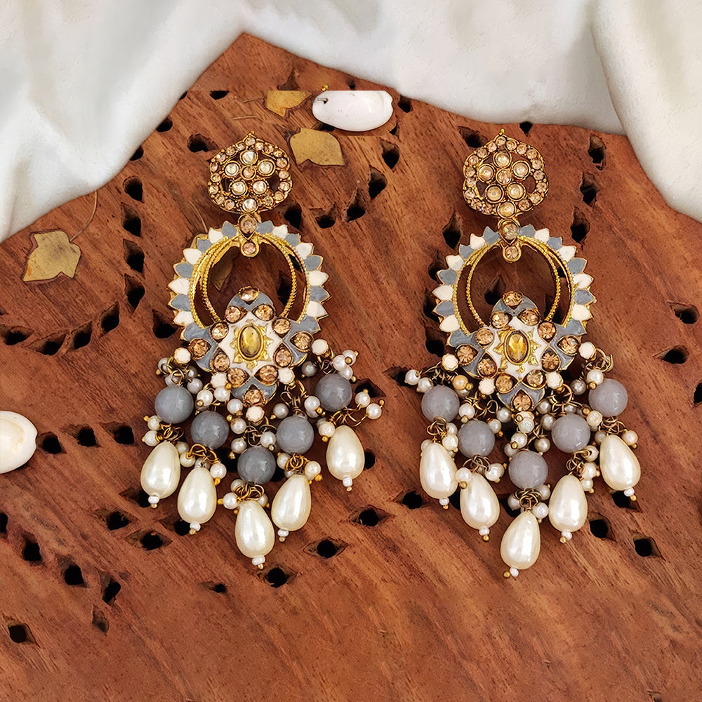 JS Fashion Designer Mehendi Polish Antique Earrings – Fancy Traditional Party Wear Jewelry for Women | Swadesiicart