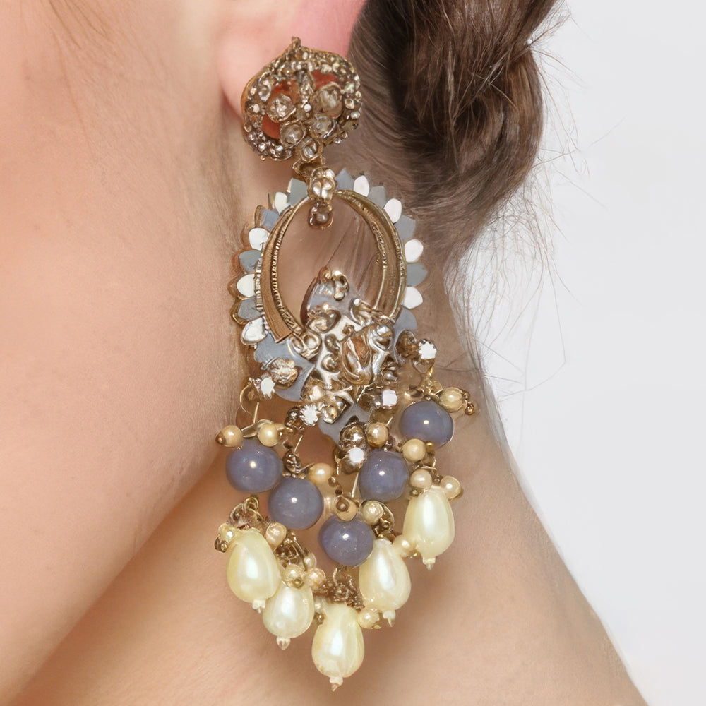 JS Fashion Designer Mehendi Polish Antique Earrings – Fancy Traditional Party Wear Jewelry for Women | Swadesiicart