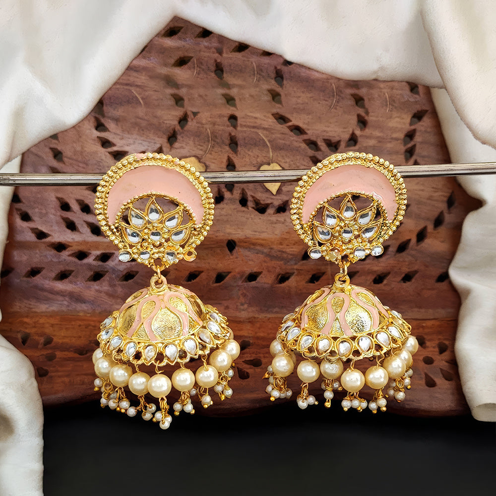 JS Fashion Antique High Gold Polish Jhumka Earrings – Traditional Party Wear Jewelry for Women & Girls | Swadesiicart