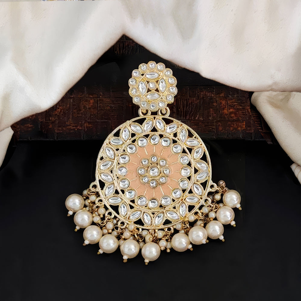 JS Fashion Antique High Gold Earrings with Clustered Pearls – Traditional Party Wear Jewelry for Women | Swadesiicart