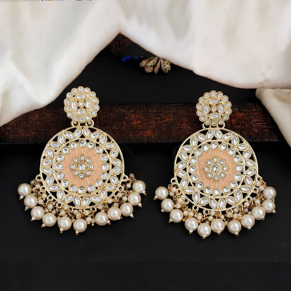 JS Fashion Antique High Gold Earrings with Clustered Pearls – Traditional Party Wear Jewelry for Women | Swadesiicart