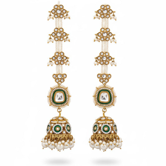 JS Fashion Antique Design Mehendi Polish Jhumka Earrings for Women | Swadesiicart