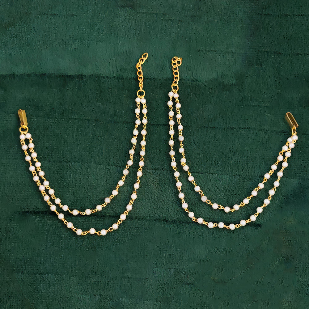 JS Fashion Traditional Double-Line Kaan Chain with Pearls for Women | Swadesiicart