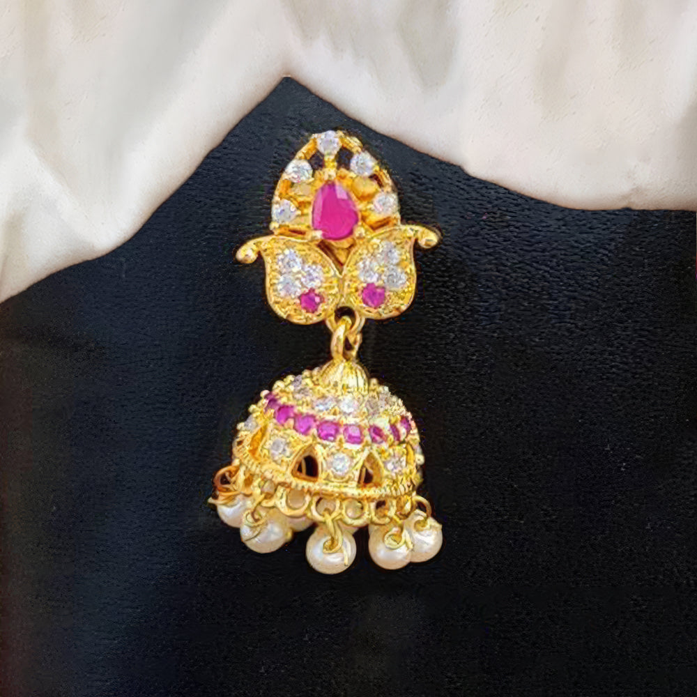 JS Fashion American Diamond Kemp Jhumka Earrings – Full Stone Traditional South Indian Style | Swadesiicart