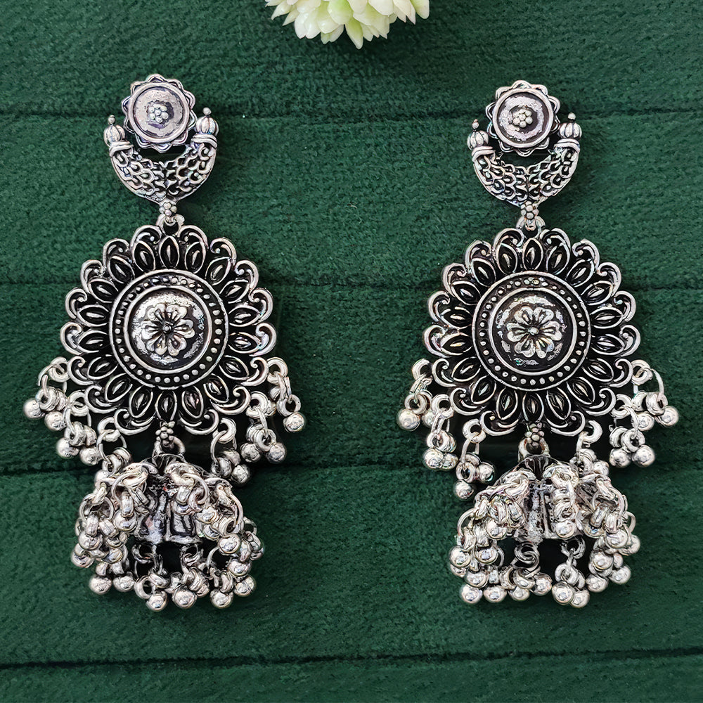 JS Fashion Designer Beautiful Oxidised Silver Earrings for Women & Girls | Swadesiicart