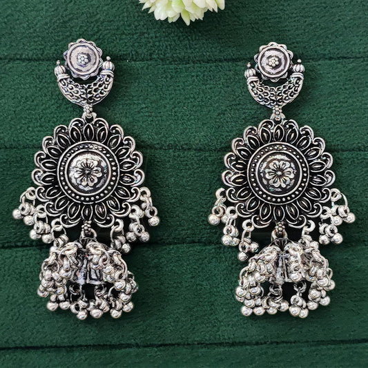 JS Fashion Designer Beautiful Oxidised Silver Earrings for Women & Girls | Swadesiicart