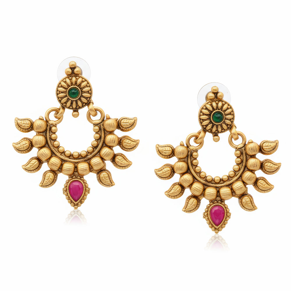 JS Fashion Beautiful Design High Gold Polish Full Stone Earrings for Women | Swadesiicart