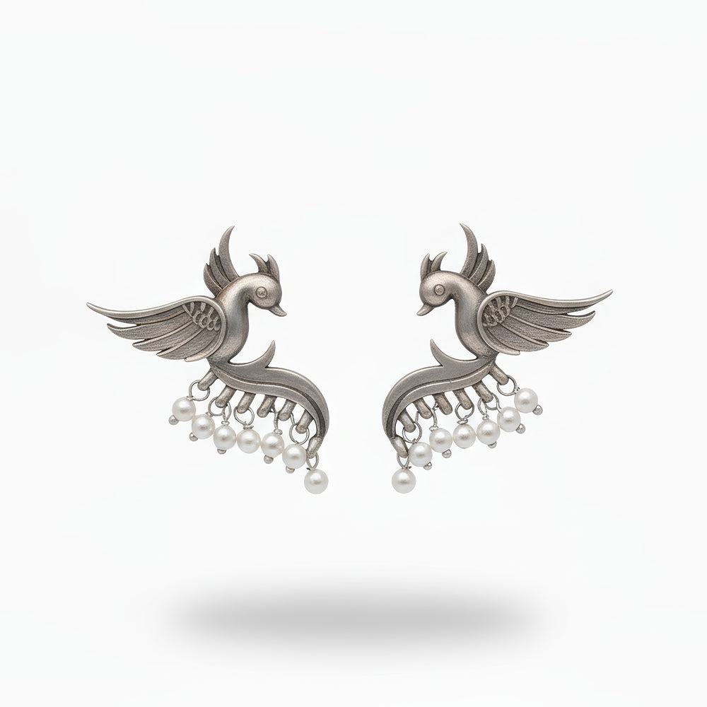 JS Fashion Beautiful Designer Oxidized Silver Earrings for Women | Swadesiicart