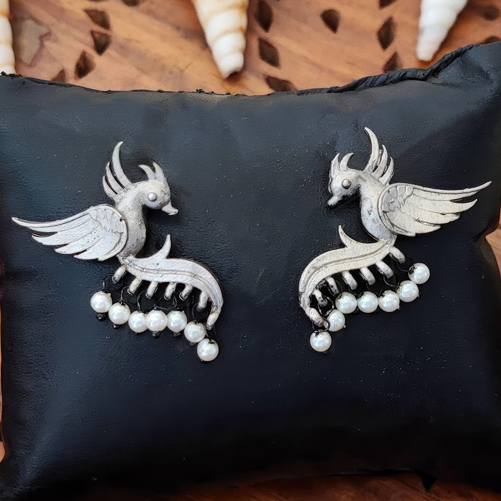 JS Fashion Beautiful Designer Oxidized Silver Earrings for Women | Swadesiicart