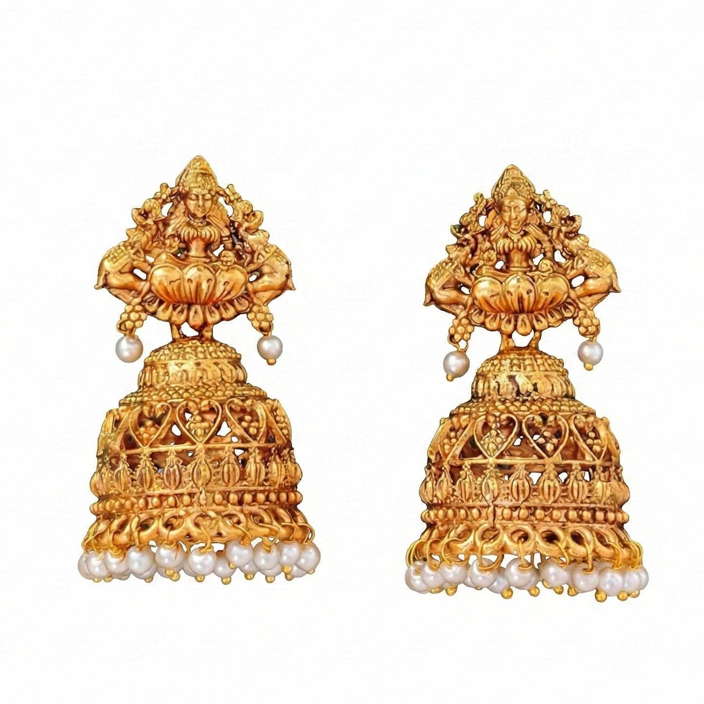 JS Fashion High Gold Antique God Lakshmi Jhumka Earrings for Women & Girls | Swadesiicart