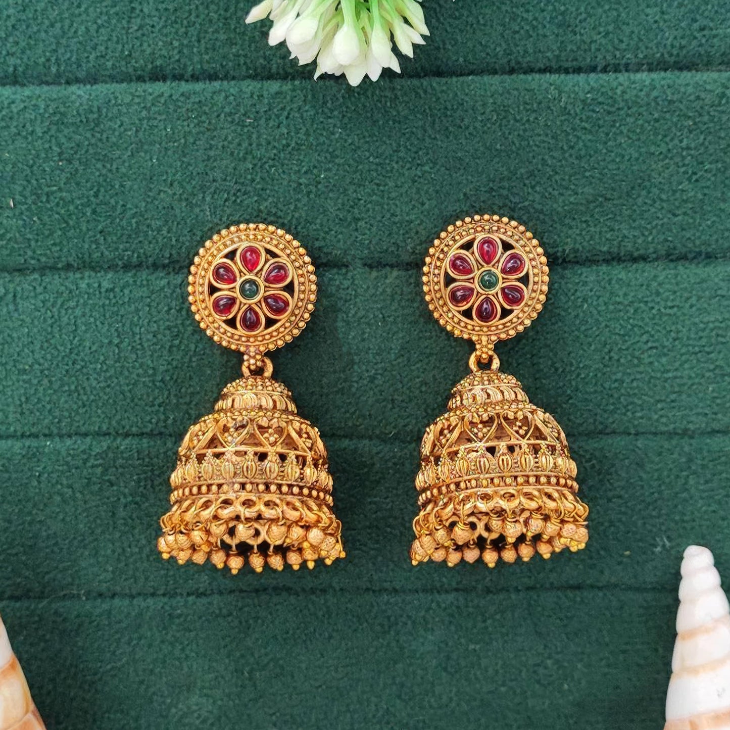JS Fashion Designer Full Stone High Gold Polish Jhumka Earrings for Women & Girls | Swadesiicart