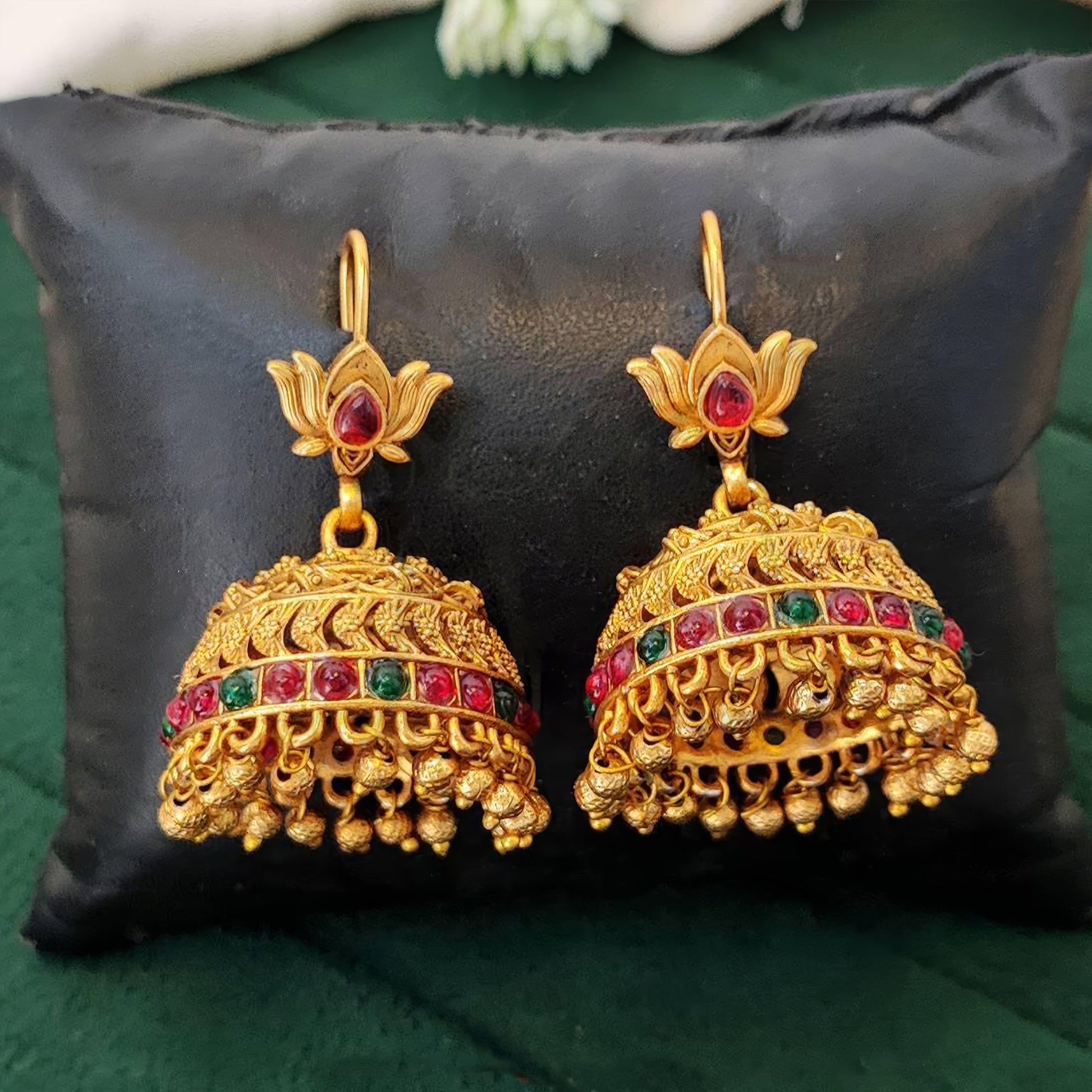 JS Fashion Antique Rajwadi Lotus Top Designer Jhumka Earrings for Women & Girls | Swadesiicart