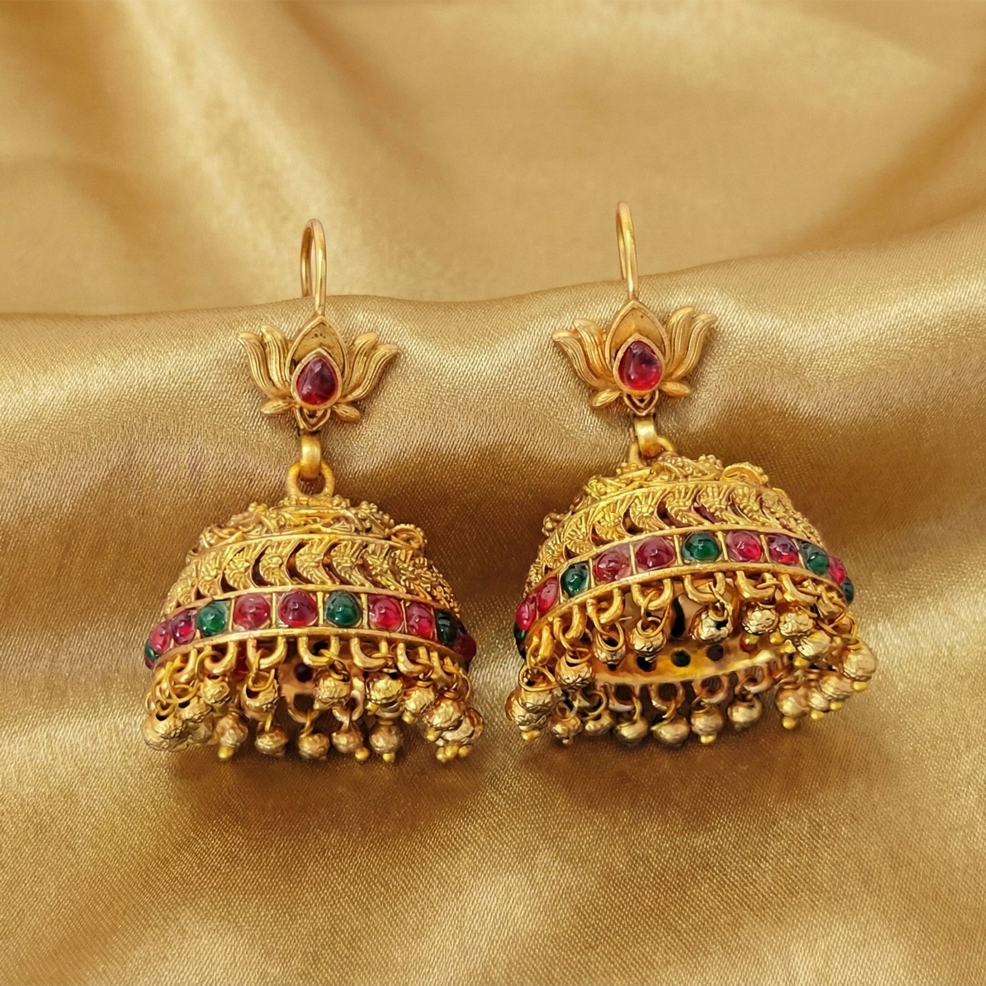 JS Fashion Antique Rajwadi Lotus Top Designer Jhumka Earrings for Women & Girls | Swadesiicart