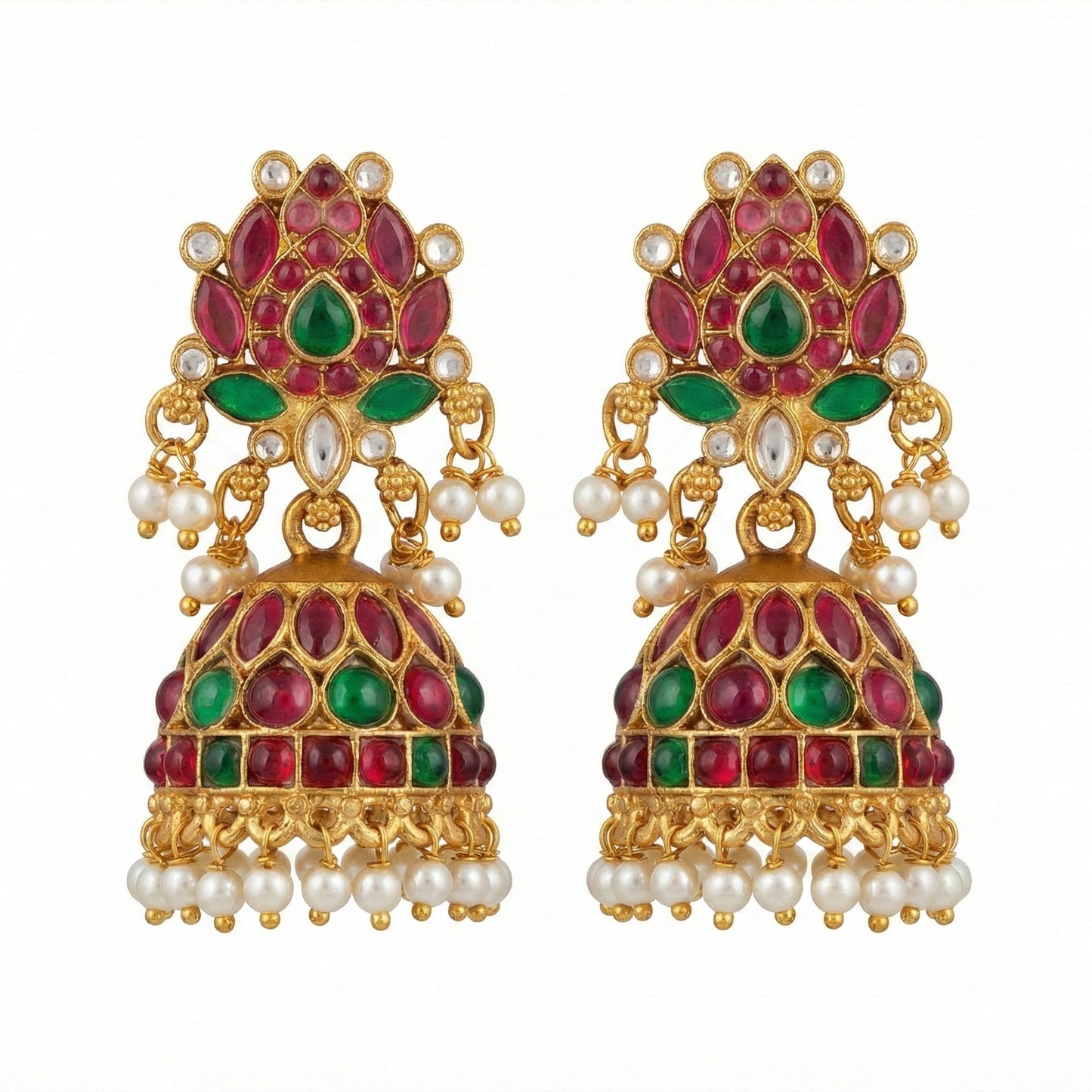 JS Fashion Traditional Rajwadi Lotus Design Jhumka Earrings for Women & Girls | Swadesiicart