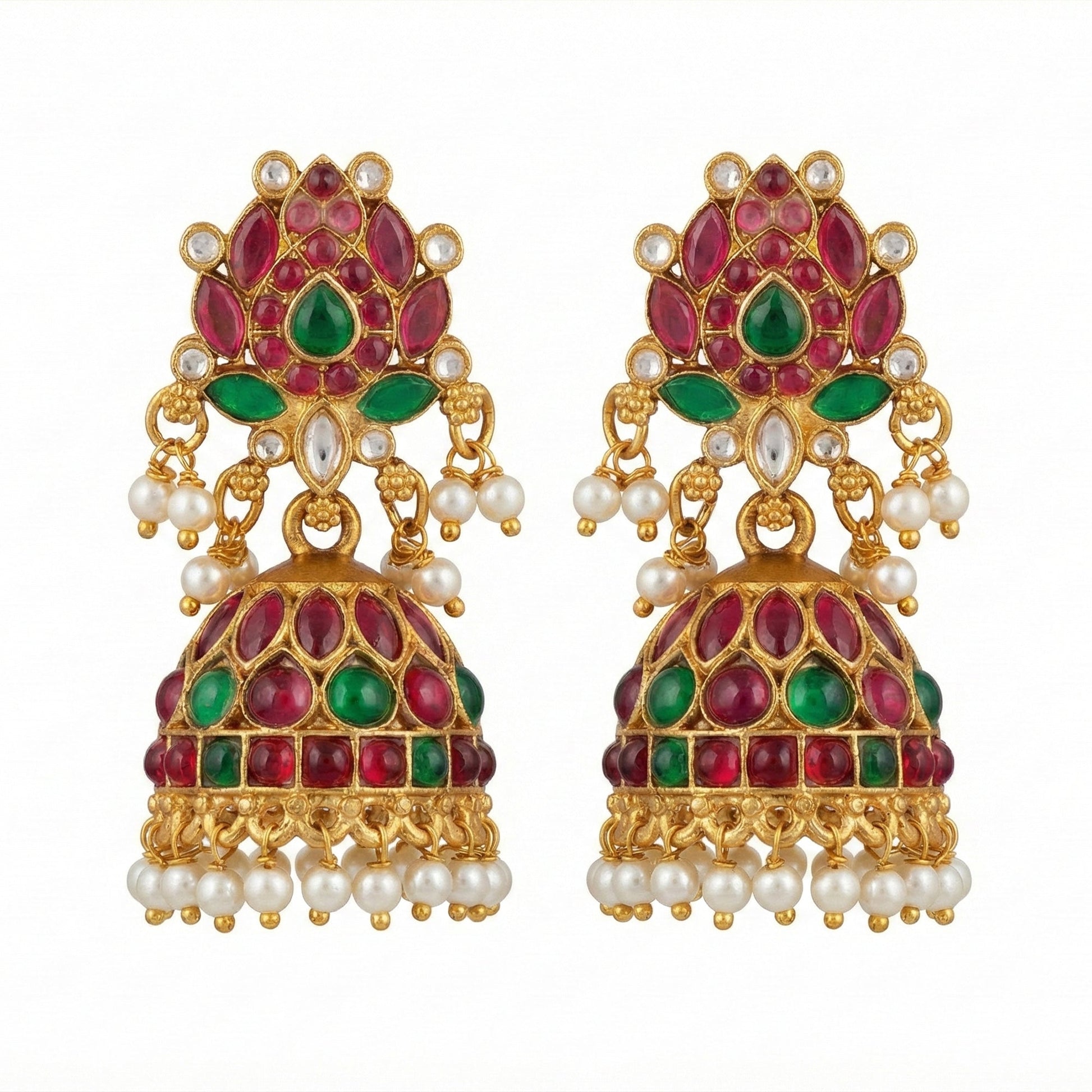 JS Fashion Traditional Rajwadi Lotus Design Jhumka Earrings for Women & Girls | Swadesiicart