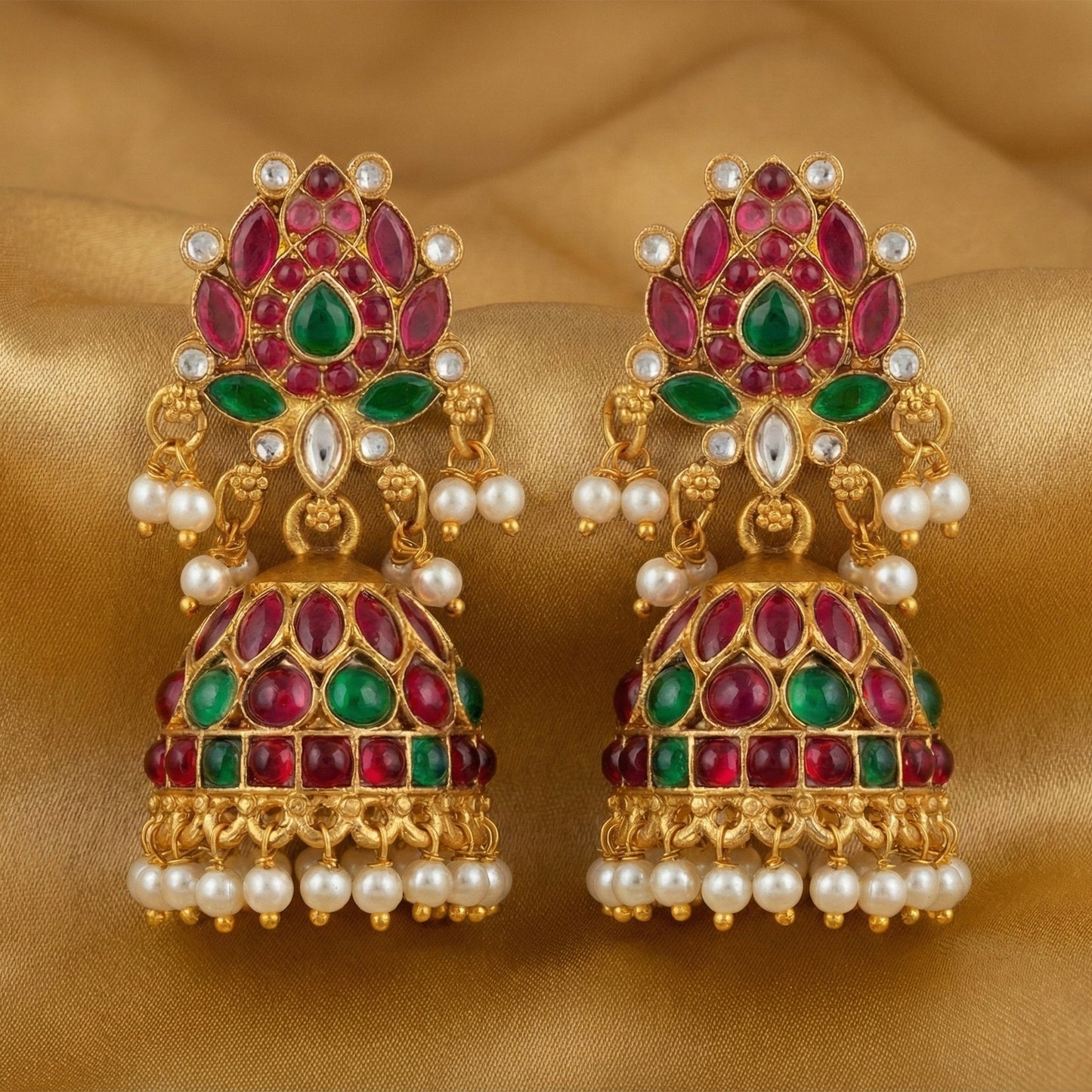 JS Fashion Traditional Rajwadi Lotus Design Jhumka Earrings for Women & Girls | Swadesiicart