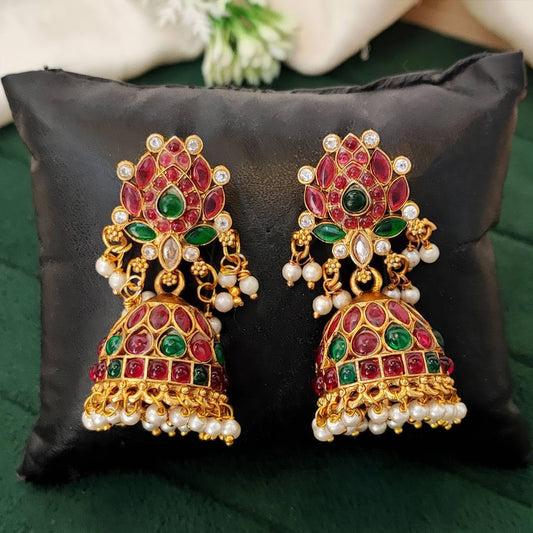 JS Fashion Traditional Rajwadi Lotus Design Jhumka Earrings for Women & Girls | Swadesiicart