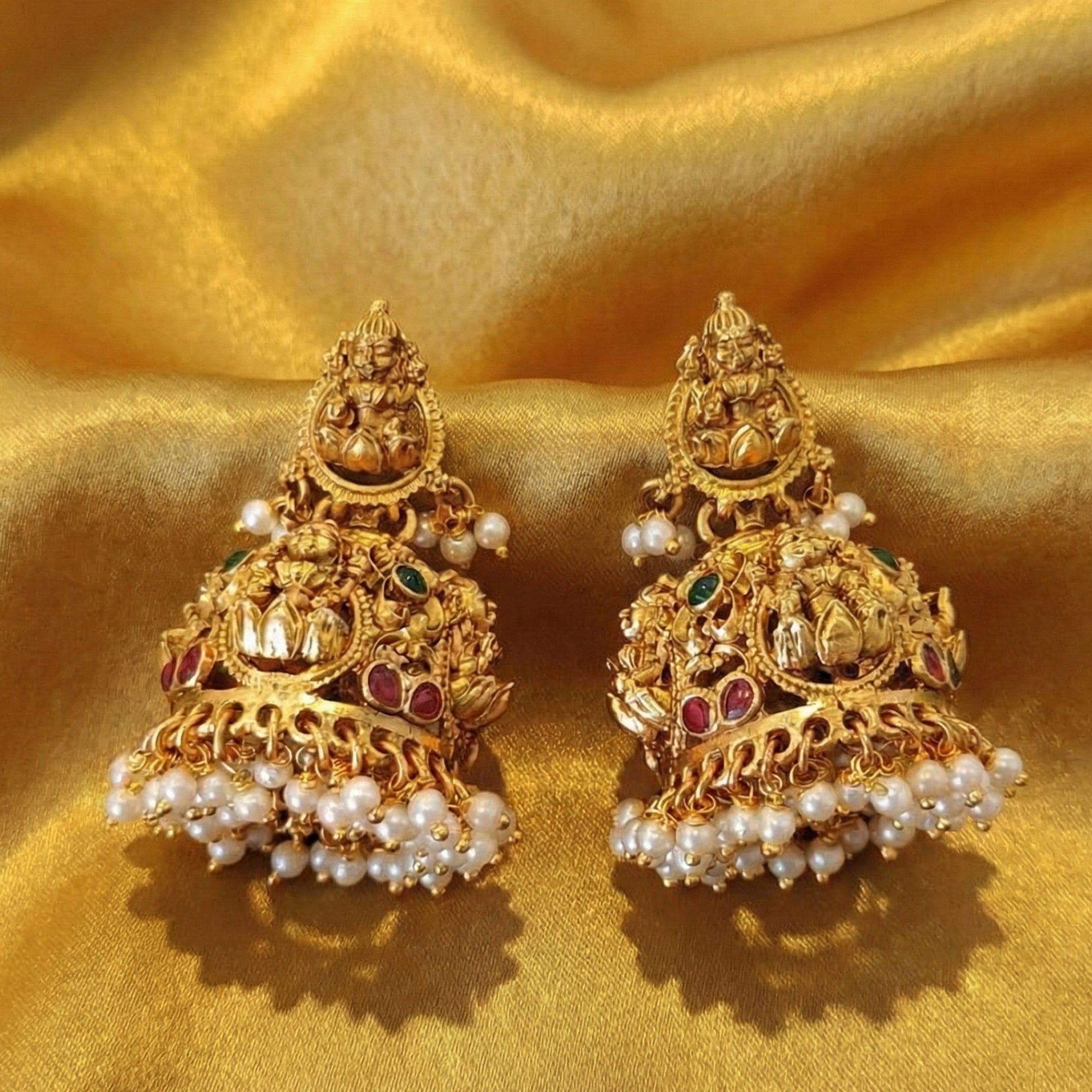JS Fashion Antique Rajwadi Temple Jhumka with Pearls for Women & Girls | Swadesiicart