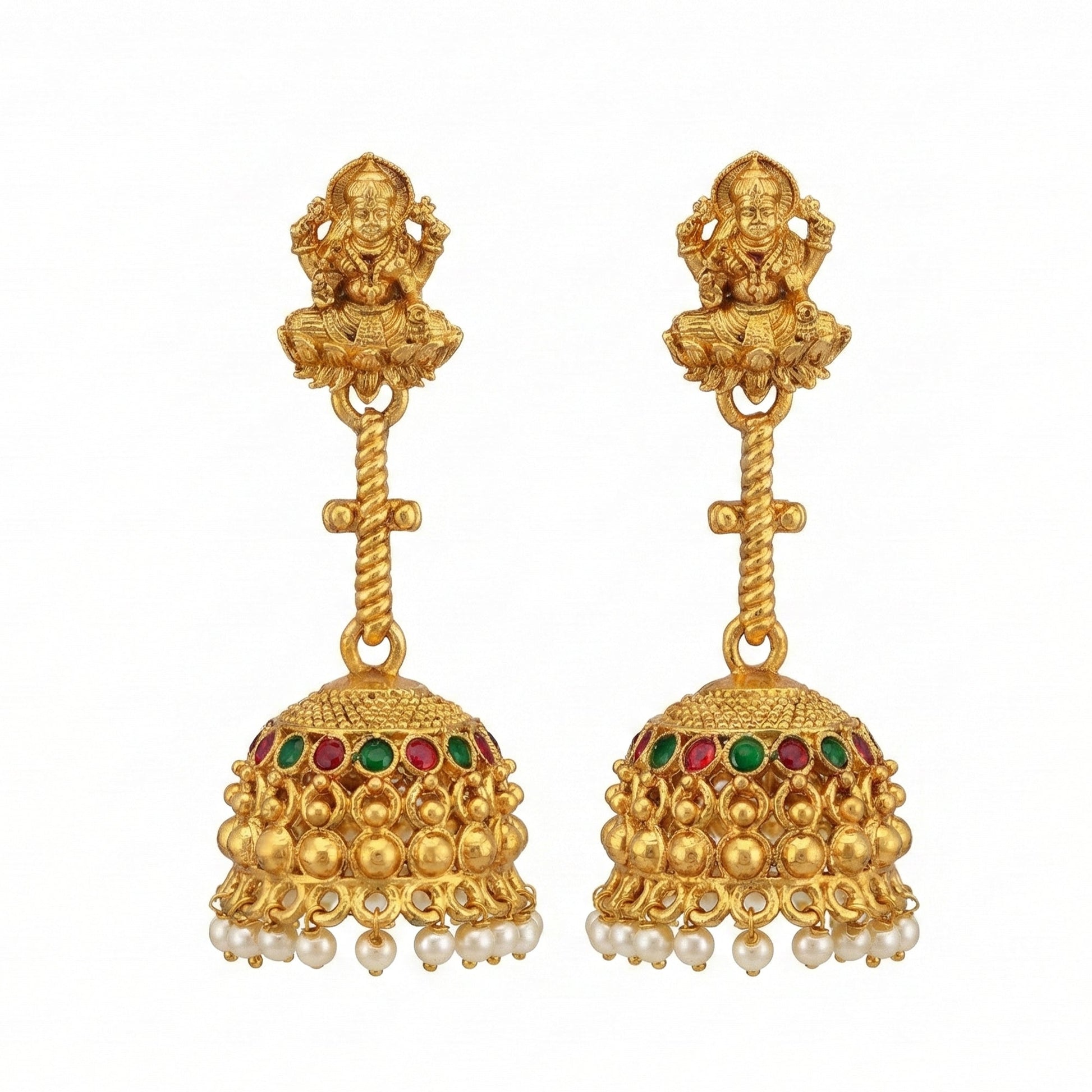 JS Fashion Traditional Rajwadi Gold Temple Jhumkas for Women & Girls | Swadesiicart