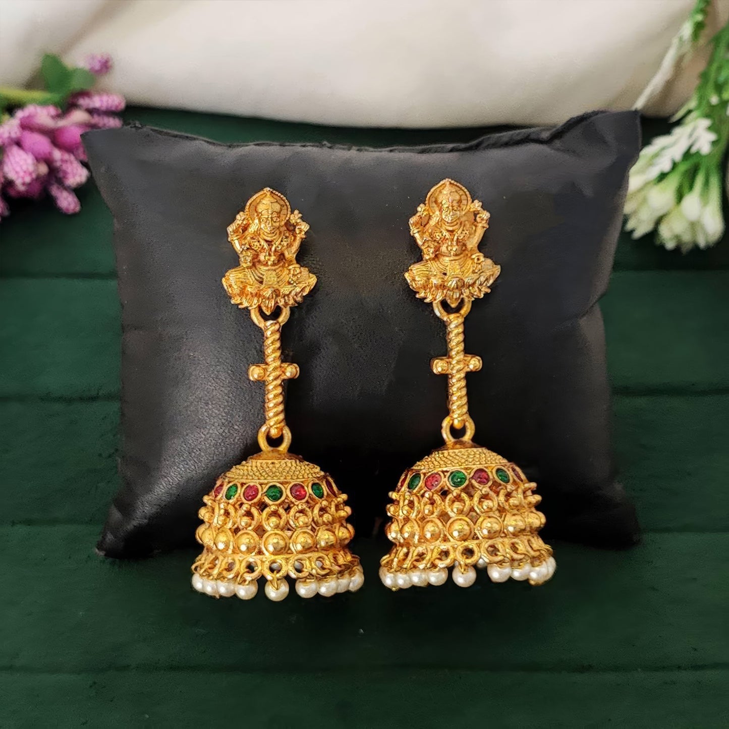 JS Fashion Traditional Rajwadi Gold Temple Jhumkas for Women & Girls | Swadesiicart