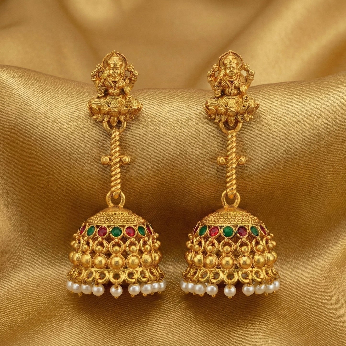 JS Fashion Traditional Rajwadi Gold Temple Jhumkas for Women & Girls | Swadesiicart