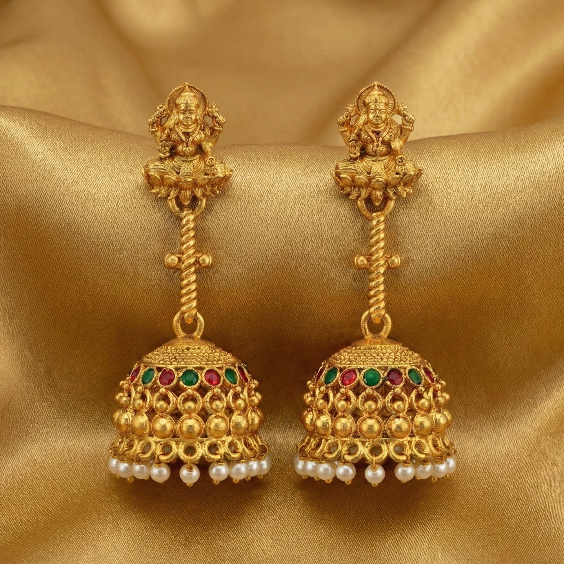 JS Fashion Traditional Rajwadi Gold Temple Jhumkas for Women & Girls | Swadesiicart