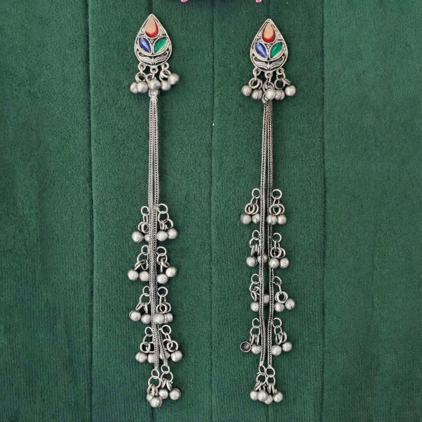 JS Fashion Designer Oxidized Silver Long Ghungroo Earrings for Women & Girls | Swadesiicart
