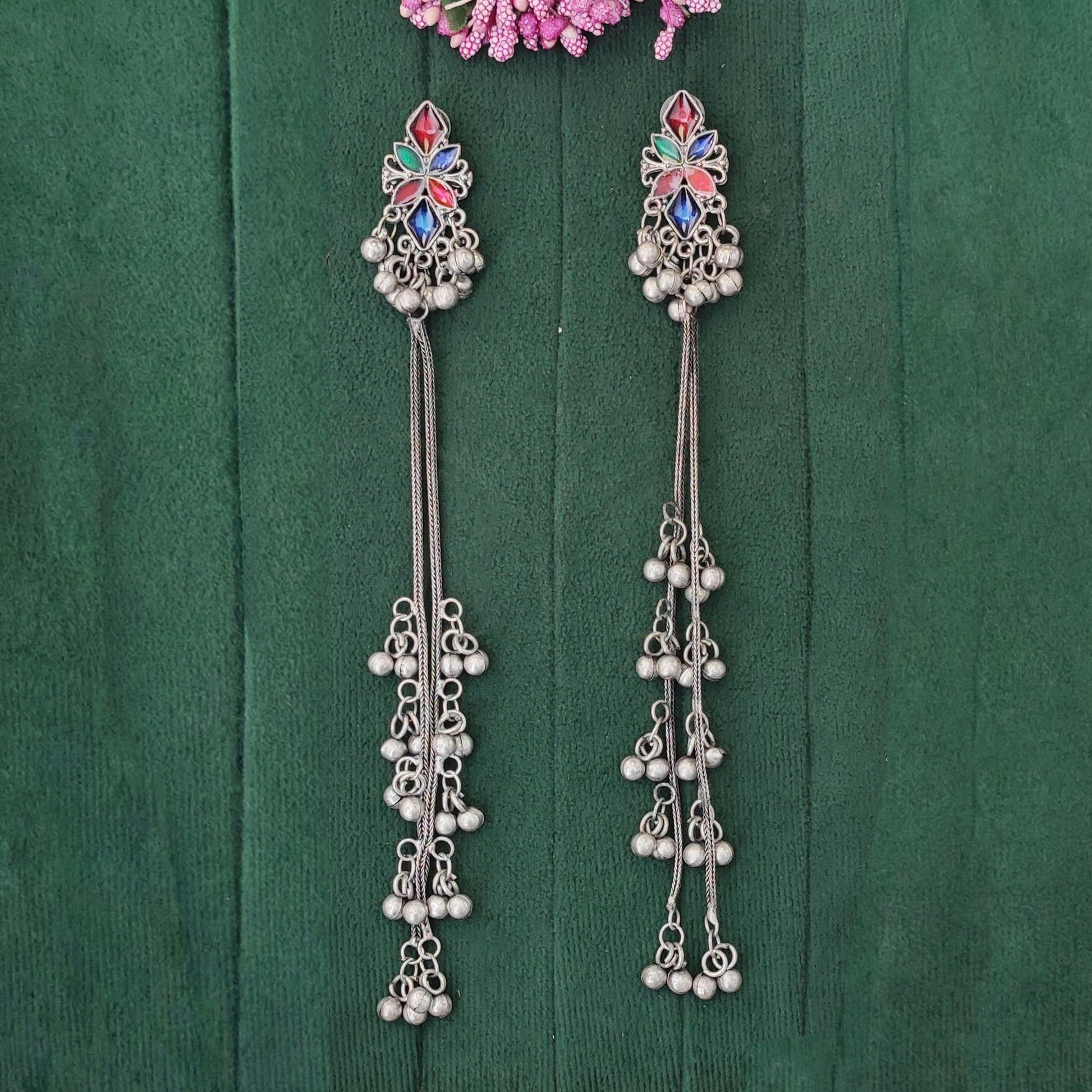 JS Fashion Traditional Long Oxidized Earrings with Ghungroo for Women & Girls | Swadesiicart