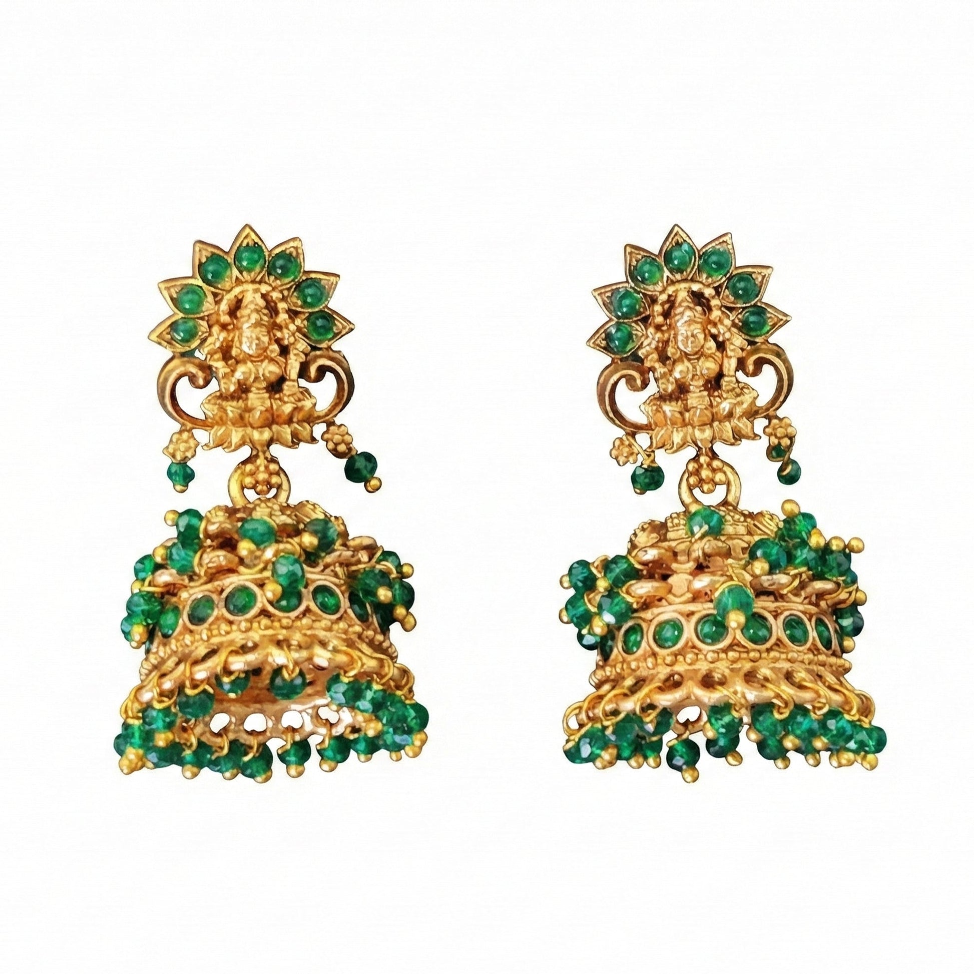 JS Fashion Temple Design Full Stone Jhumka in Rajwadi Polish for Women & Girls | Swadesiicart
