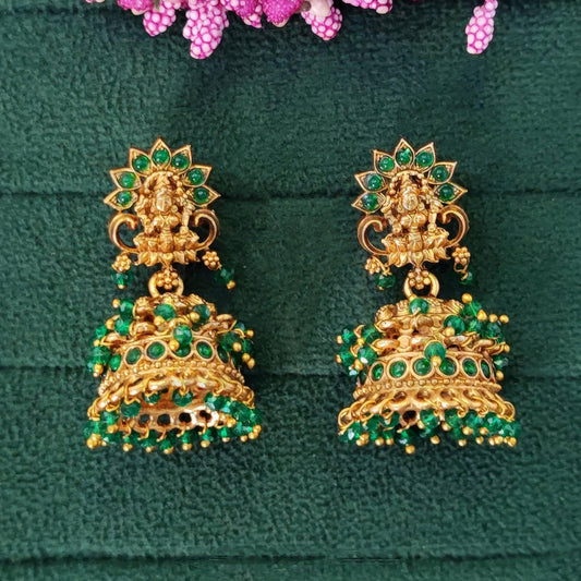 JS Fashion Temple Design Full Stone Jhumka in Rajwadi Polish for Women & Girls | Swadesiicart