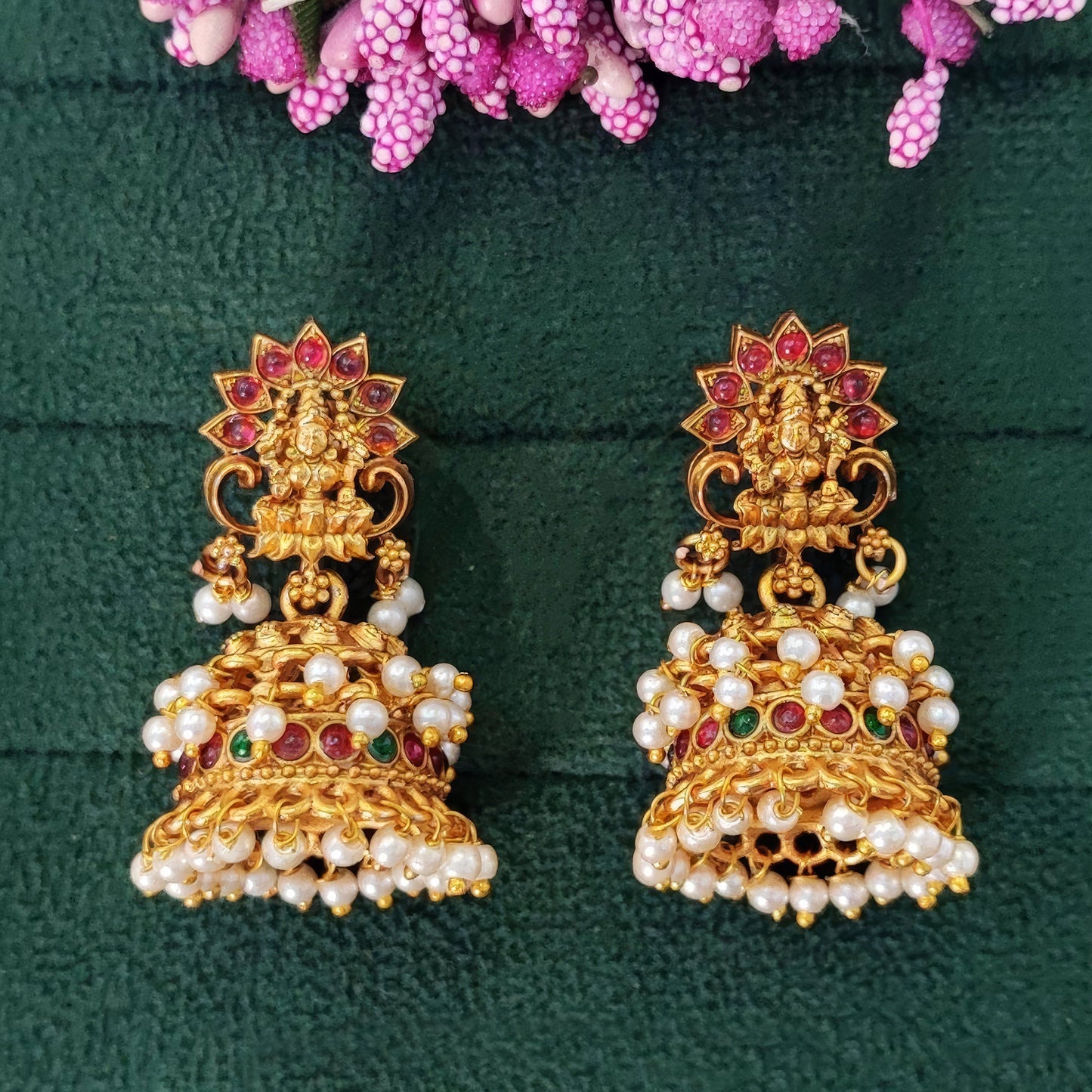 JS Fashion Temple Design Full Stone Jhumka in Rajwadi Polish for Women & Girls | Swadesiicart