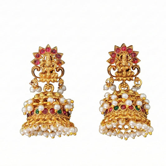 JS Fashion Temple Design Full Stone Jhumka in Rajwadi Polish for Women & Girls | Swadesiicart