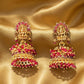 JS Fashion Temple Pink Design Full Stone Jhumka in Rajwadi Polish for Women & Girls | Swadesiicart