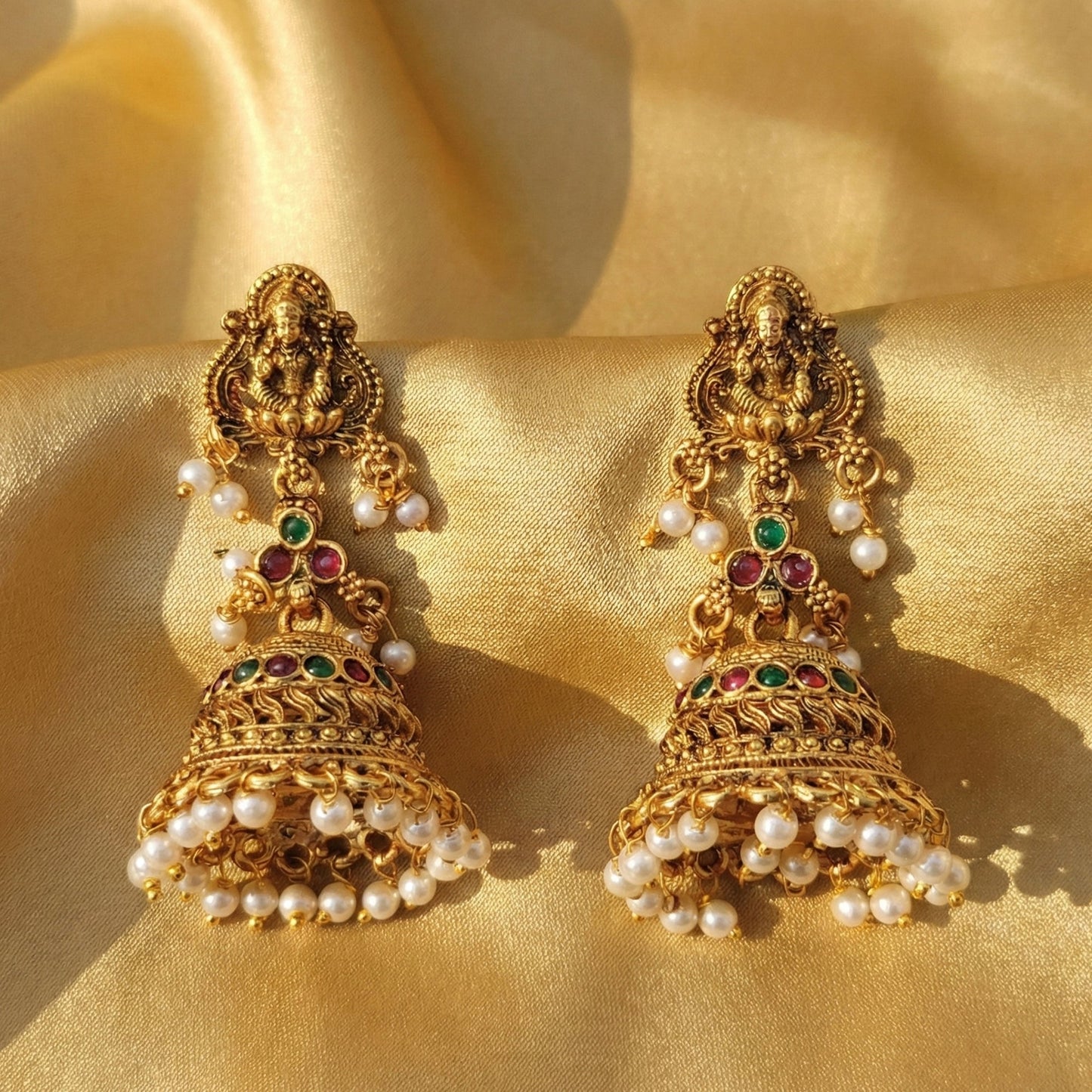 JS Fashion Traditional Rajwadi Pearl Temple Jhumka Earrings for Women & Girls | Swadesiicart