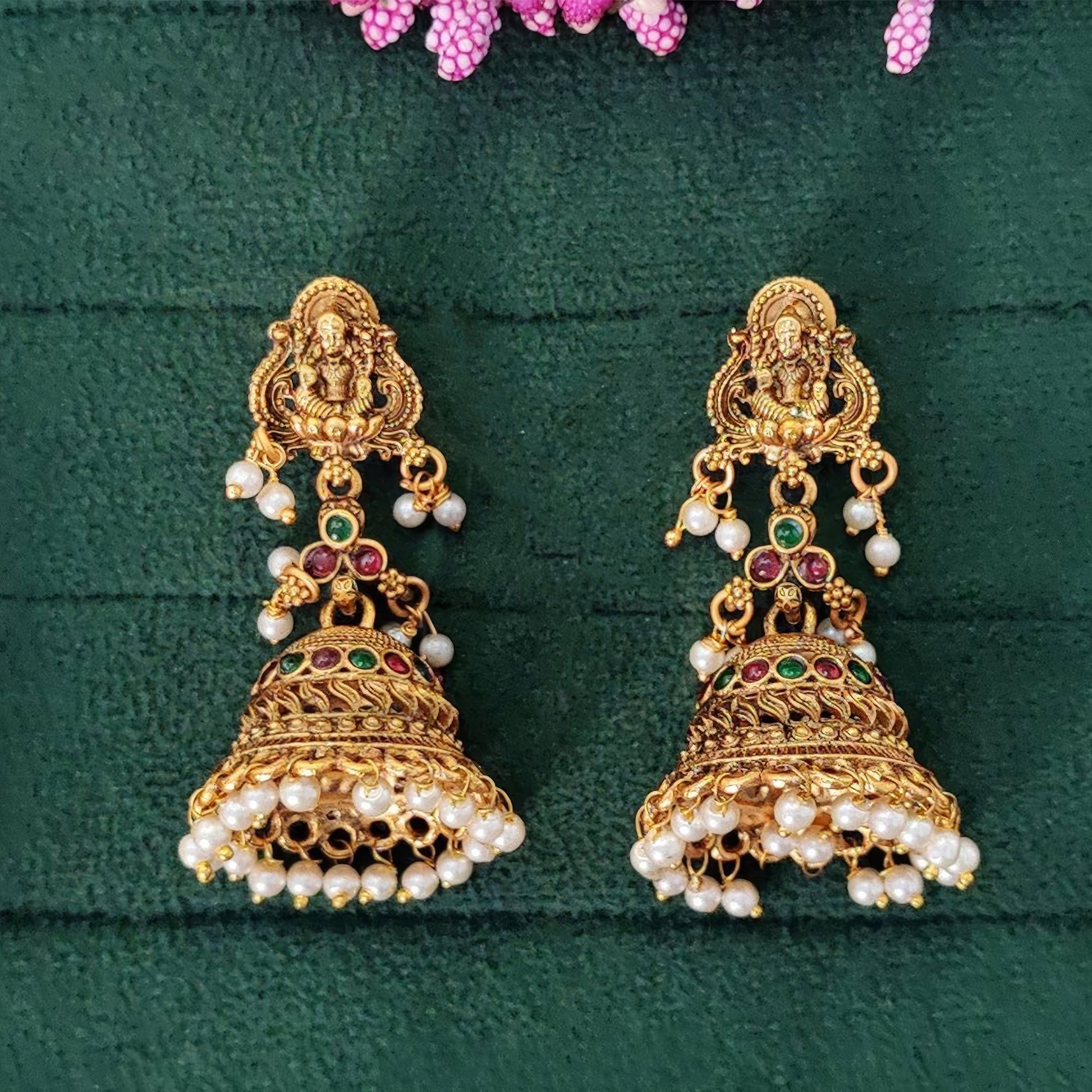 JS Fashion Traditional Rajwadi Pearl Temple Jhumka Earrings for Women & Girls | Swadesiicart