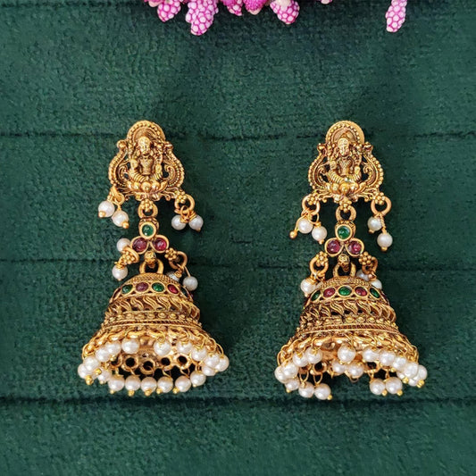JS Fashion Traditional Rajwadi Pearl Temple Jhumka Earrings for Women & Girls | Swadesiicart