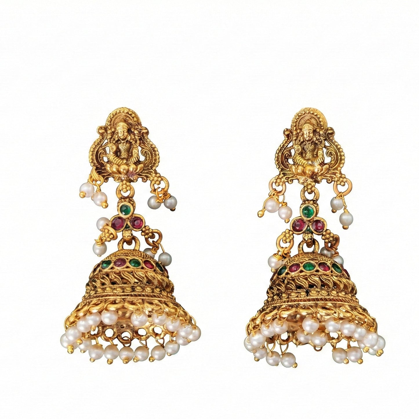 JS Fashion Traditional Rajwadi Pearl Temple Jhumka Earrings for Women & Girls | Swadesiicart