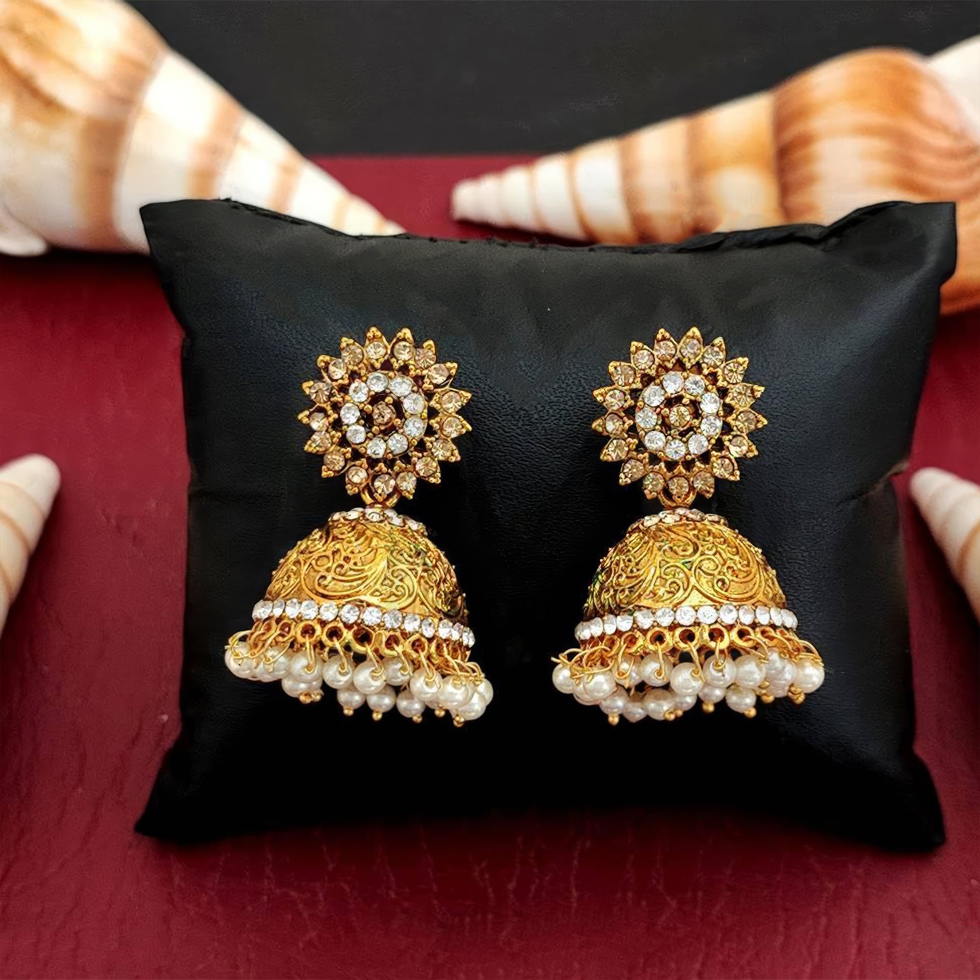 JS Fashion Sunflower Bell Style Bollywood Antique Earrings for Women & Girls | Swadesiicart