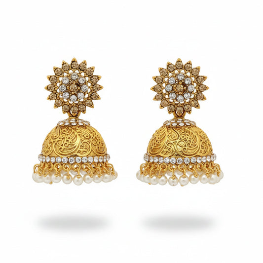 JS Fashion Sunflower Bell Style Bollywood Antique Earrings for Women & Girls | Swadesiicart