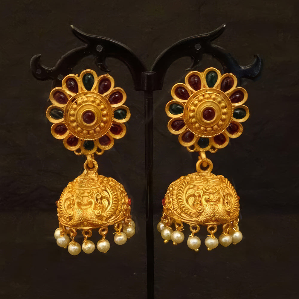 JS Fashion Reverse Stone Jhumki Earrings for Women | Swadesiicart