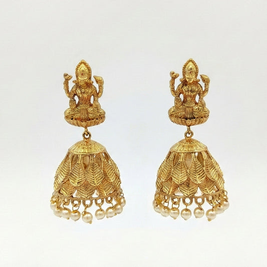 JS Fashion God Laxmi Leaf Jhumka Temple Earrings for Women & Girls | Swadesiicart